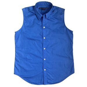 Ralph Lauren Golf Women's Sleeveless Tailored Fit Blue Top Button Up Collared
